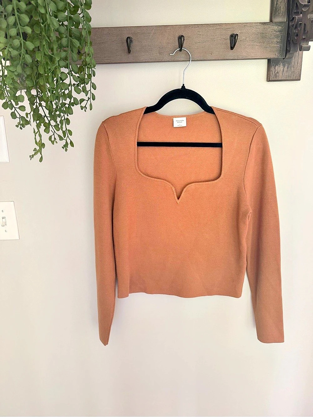 Abercrombie Brown Square Neck Cropped Sweater